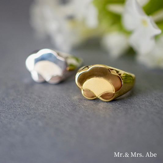 K18、シグネットリング、梅の花モチーフ